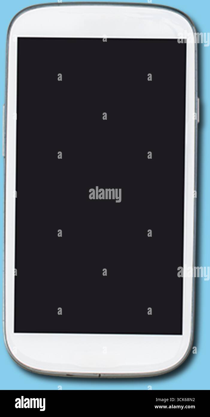 Ein leerer Smartphone-Bildschirm mit modernem Gerätedesign. Stockfoto