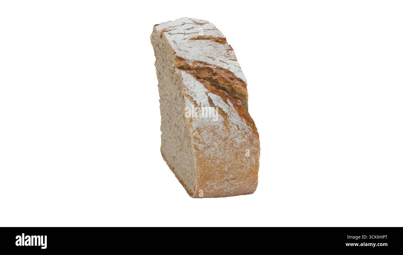 Ein Stück rustikales Brot mit knuspriger Außenseite und weicher Innenseite, perfekt für Sandwiches oder Toasten. Stockfoto