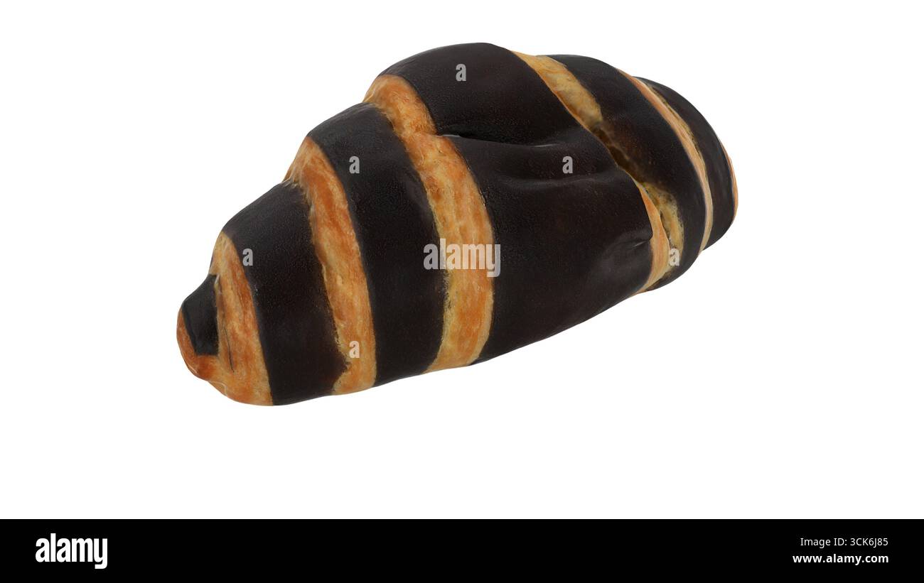 Ein köstliches Gebäck mit Schokoladenüberzug und mehrlagiger Textur, perfekt für einen Snack oder ein Dessert. Stockfoto