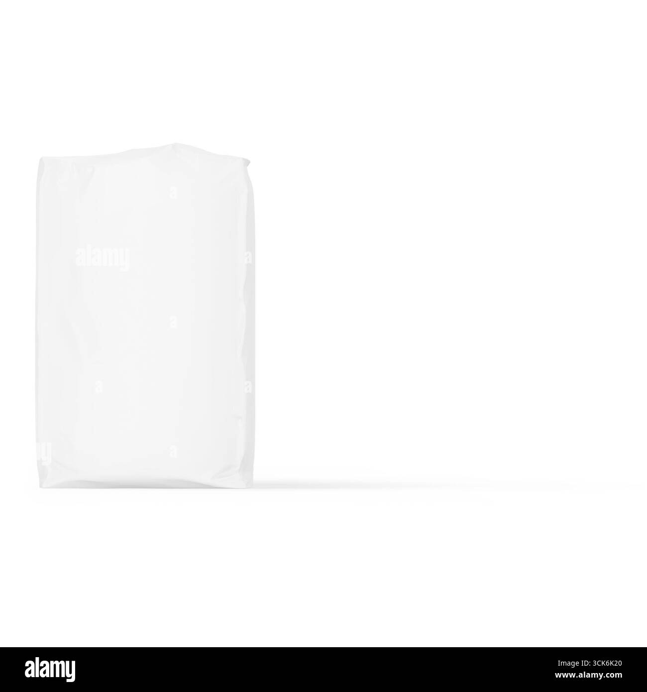 Eine einfache weiße Papiertüte mit einfachem Design, geeignet für verschiedene Anwendungen. Stockfoto