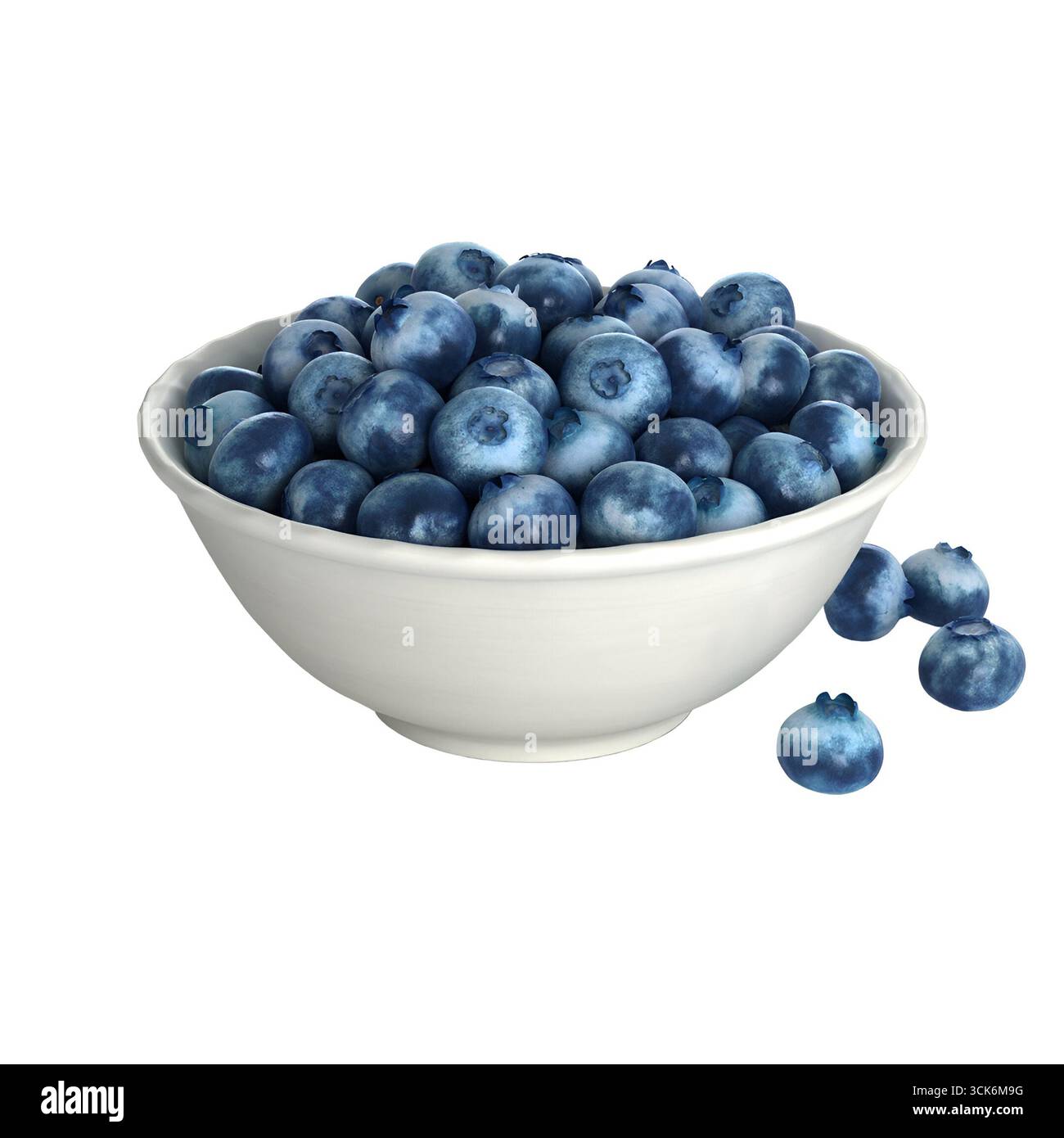 Eine Schüssel gefüllt mit frischen Heidelbeeren, die ihre lebendige Farbe und natürliche Anziehungskraft für gesundes Naschen zeigen. Stockfoto