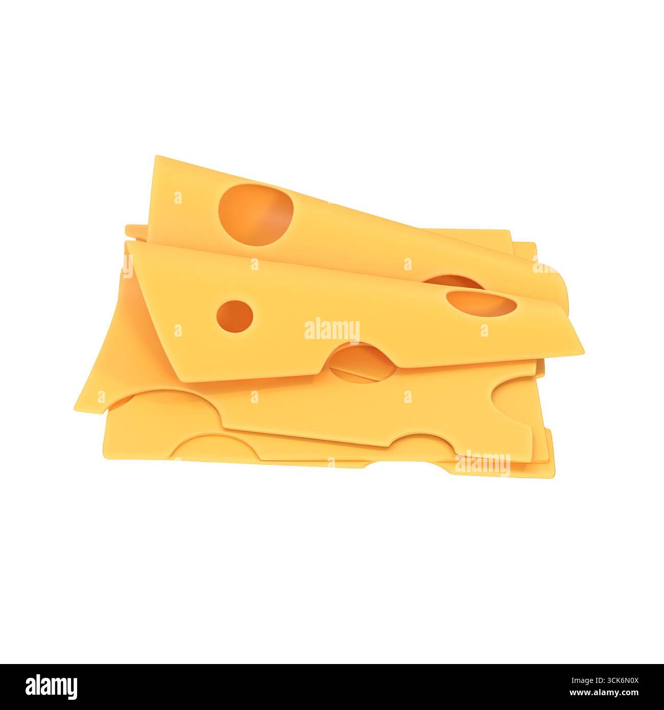 Ein Stapel gelber Käsescheiben mit Löchern, perfekt für Sandwiches oder Snacks. Stockfoto