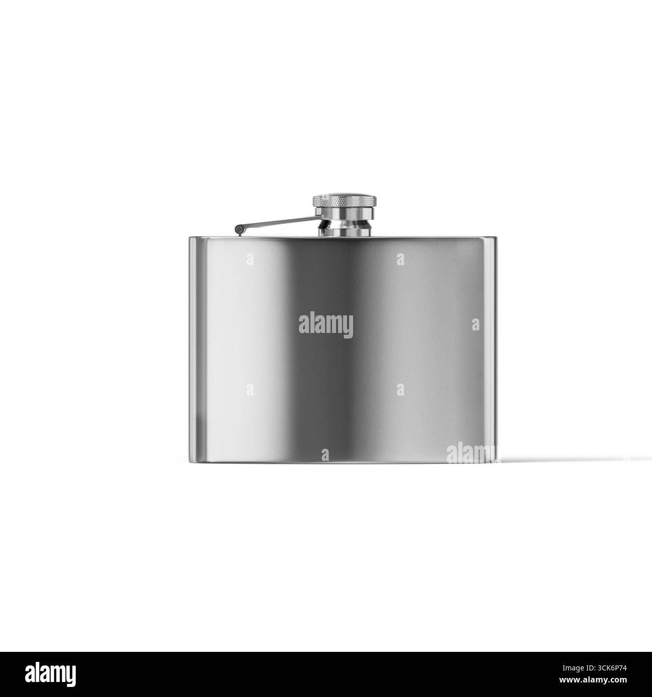 Eine elegante Edelstahlflasche für den bequemen Transport von Getränken. Stockfoto