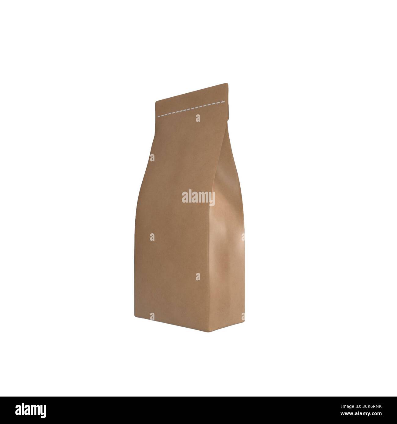 Ein einfacher brauner Papierbeutel, der in der Regel zum Verpacken von Lebensmitteln oder anderen Produkten verwendet wird. Stockfoto