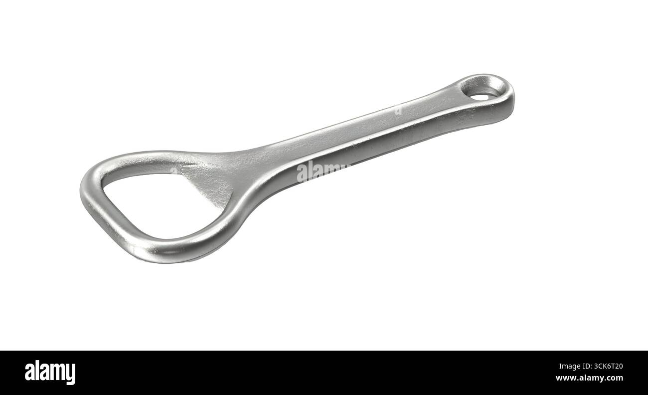 Ein metallischer Flaschenöffner zum Entfernen von Verschlüssen von Flaschen. Stockfoto