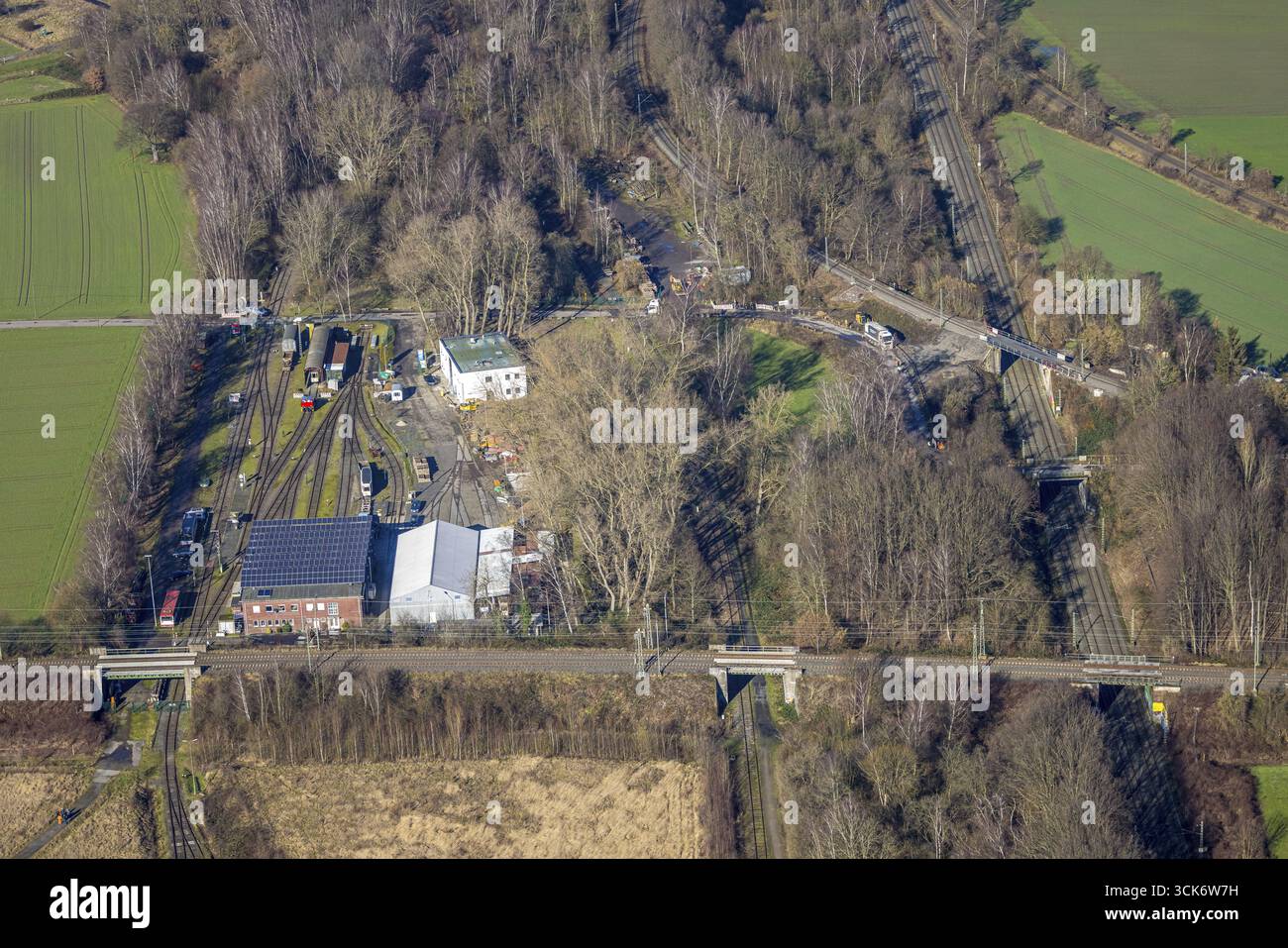 Luftaufnahme, Nahverkehrsmuseum, Straßenbahnmuseum Dortmund, nette, Dortmund, Ruhrgebiet, Nordrhein-Westfalen, Deutschland, DE, Europa, Luftansicht, Aeria Stockfoto