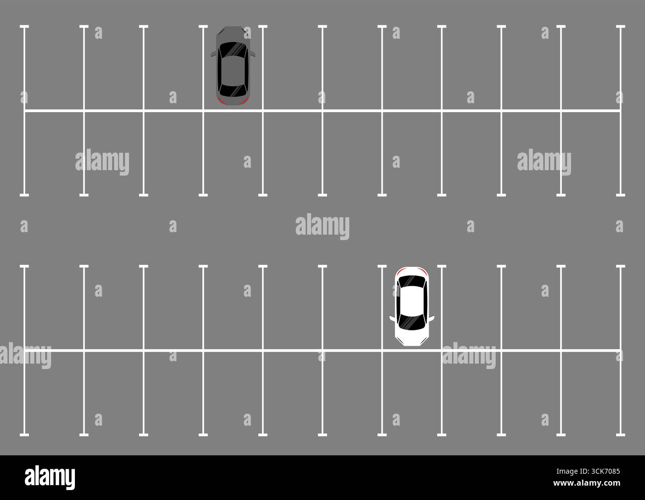 Parkplätze oder Parkplatz aus der Vogelperspektive. Vektorabbildung. Stock Vektor