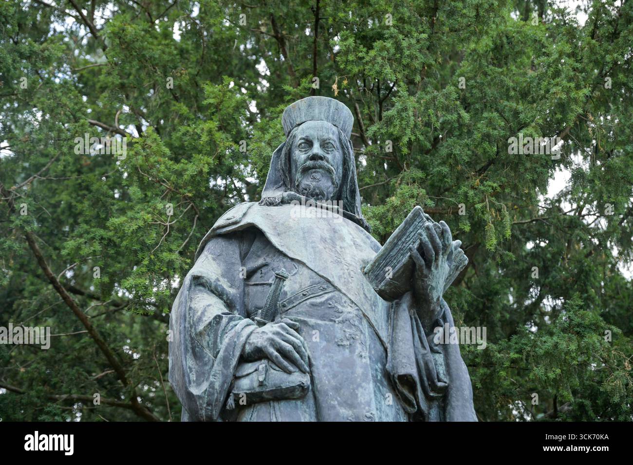 Denkmal Kaiser Karl IV., Burg, Tangermünde, Sachsen-Anhalt, Deutschland *** Denkmal für Kaiser Karl IV., Schloss Tangermünde, Sachsen-Anhalt, Deutschland Stockfoto