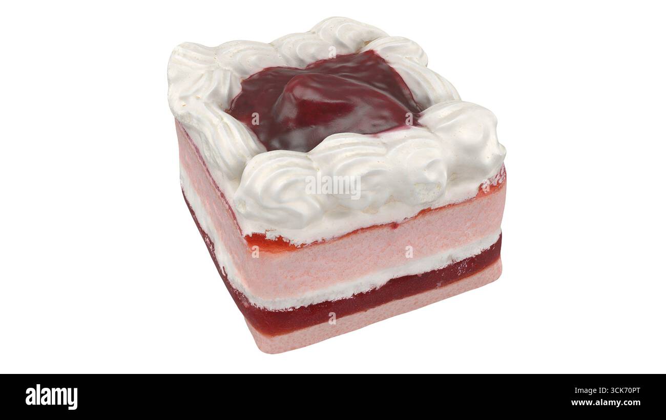 Ein köstliches Dessert mit Schlagsahne und Kirschgarnitur, perfekt für Feiern oder süße Köstlichkeiten. Stockfoto