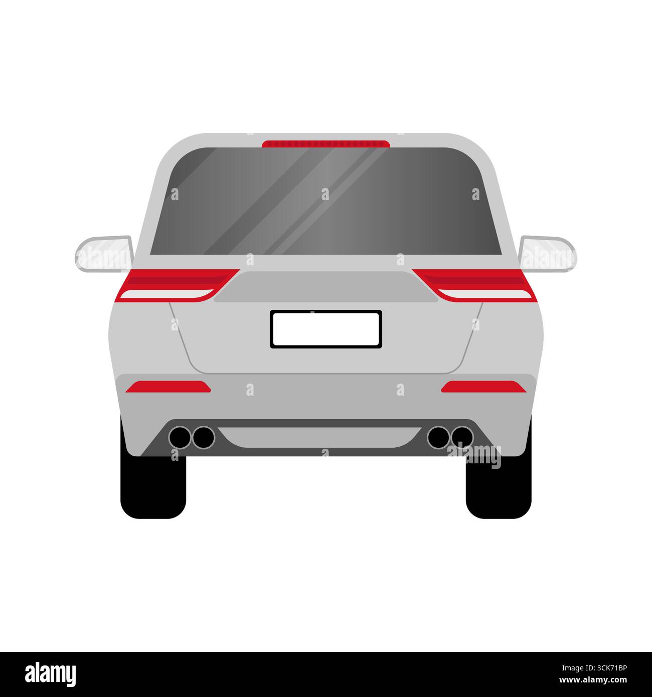 Auto- oder SUV-Auto-Rückansicht. Vektorillustration isoliert auf weißem Hintergrund. Stock Vektor