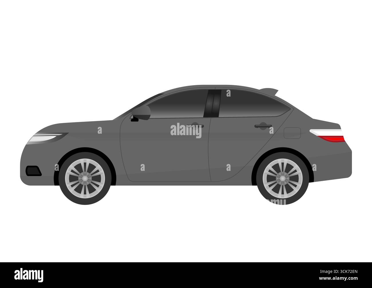 Seitenansicht des Autos oder des Stadtautos. Vektorillustration isoliert auf weißem Hintergrund. Stock Vektor