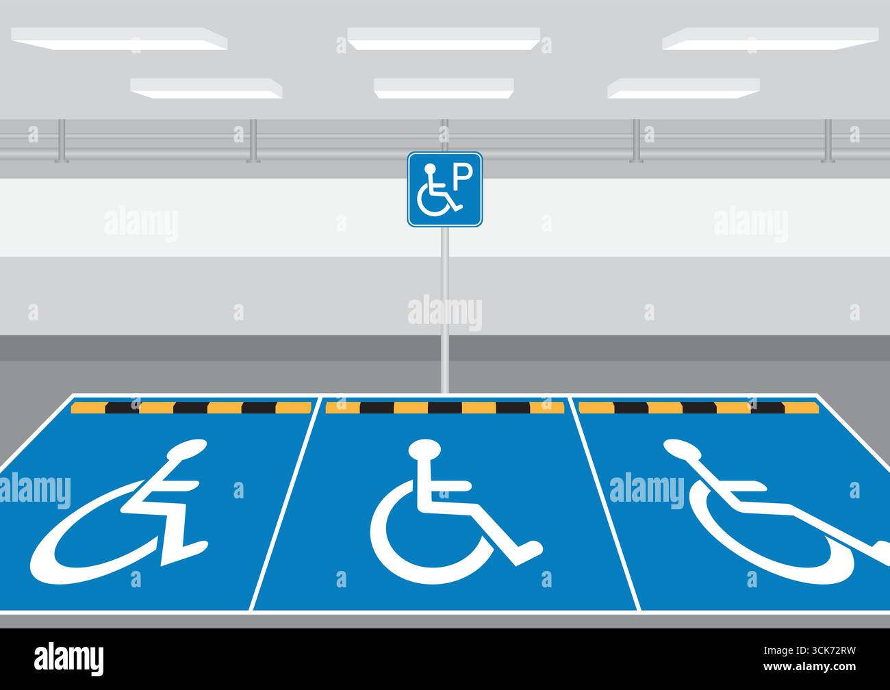 Behindertenparkplatz. Behindertenparkplatz. Rollstuhlparkplatz für Behinderte. Vektorabbildung. Stock Vektor