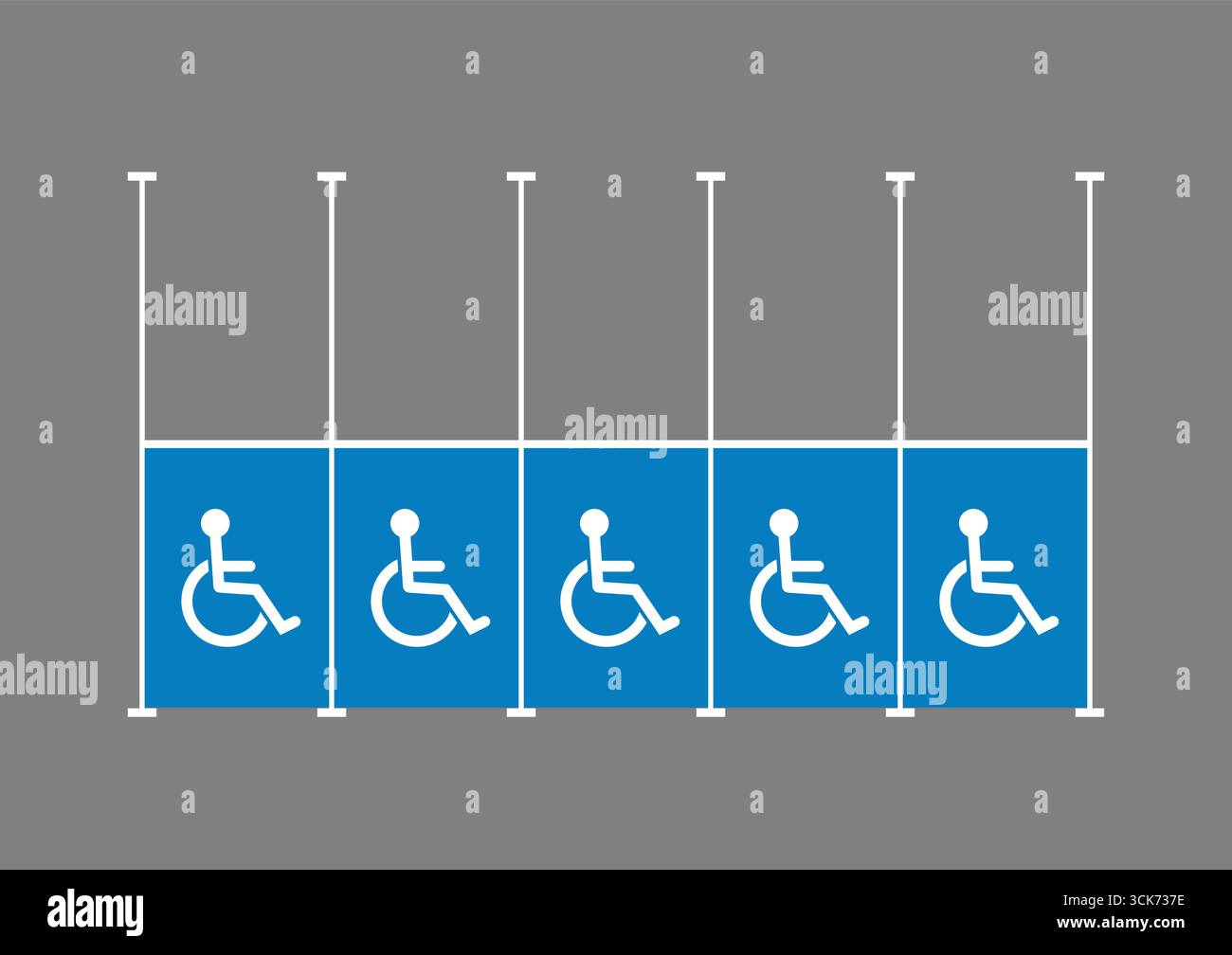 Behindertenparkplatz. Behindertenparkplatz. Rollstuhlparkplatz für Behinderte. Vektorabbildung. Stock Vektor