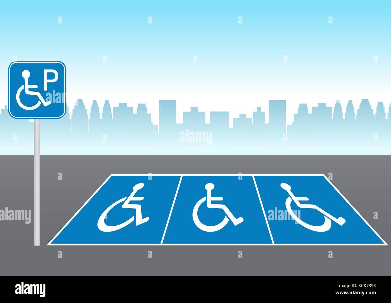 Behindertenparkplatz. Behindertenparkplatz. Rollstuhlparkplatz für Behinderte. Vektorabbildung. Stock Vektor