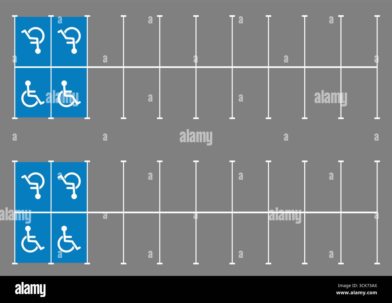 Behindertenparkplatz. Behindertenparkplatz. Rollstuhlparkplatz für Behinderte. Vektorabbildung. Stock Vektor