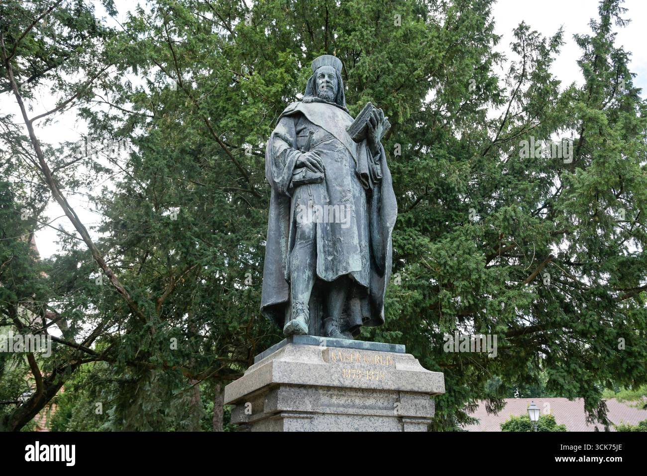 Denkmal Kaiser Karl IV., Burg, Tangermünde, Sachsen-Anhalt, Deutschland *** Denkmal für Kaiser Karl IV., Schloss Tangermünde, Sachsen-Anhalt, Deutschland Stockfoto