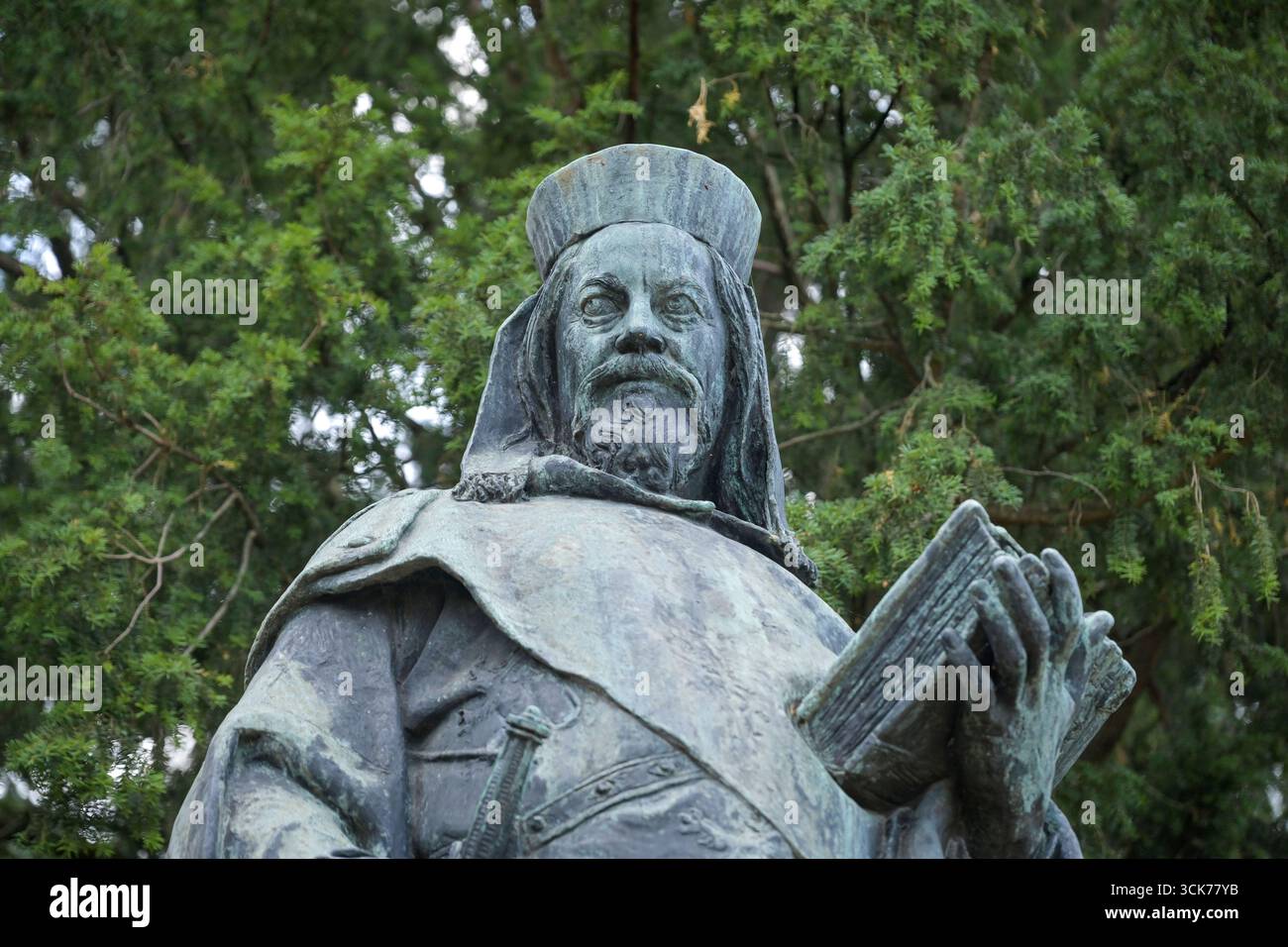 Denkmal Kaiser Karl IV., Burg, Tangermünde, Sachsen-Anhalt, Deutschland *** Denkmal für Kaiser Karl IV., Schloss Tangermünde, Sachsen-Anhalt, Deutschland Stockfoto