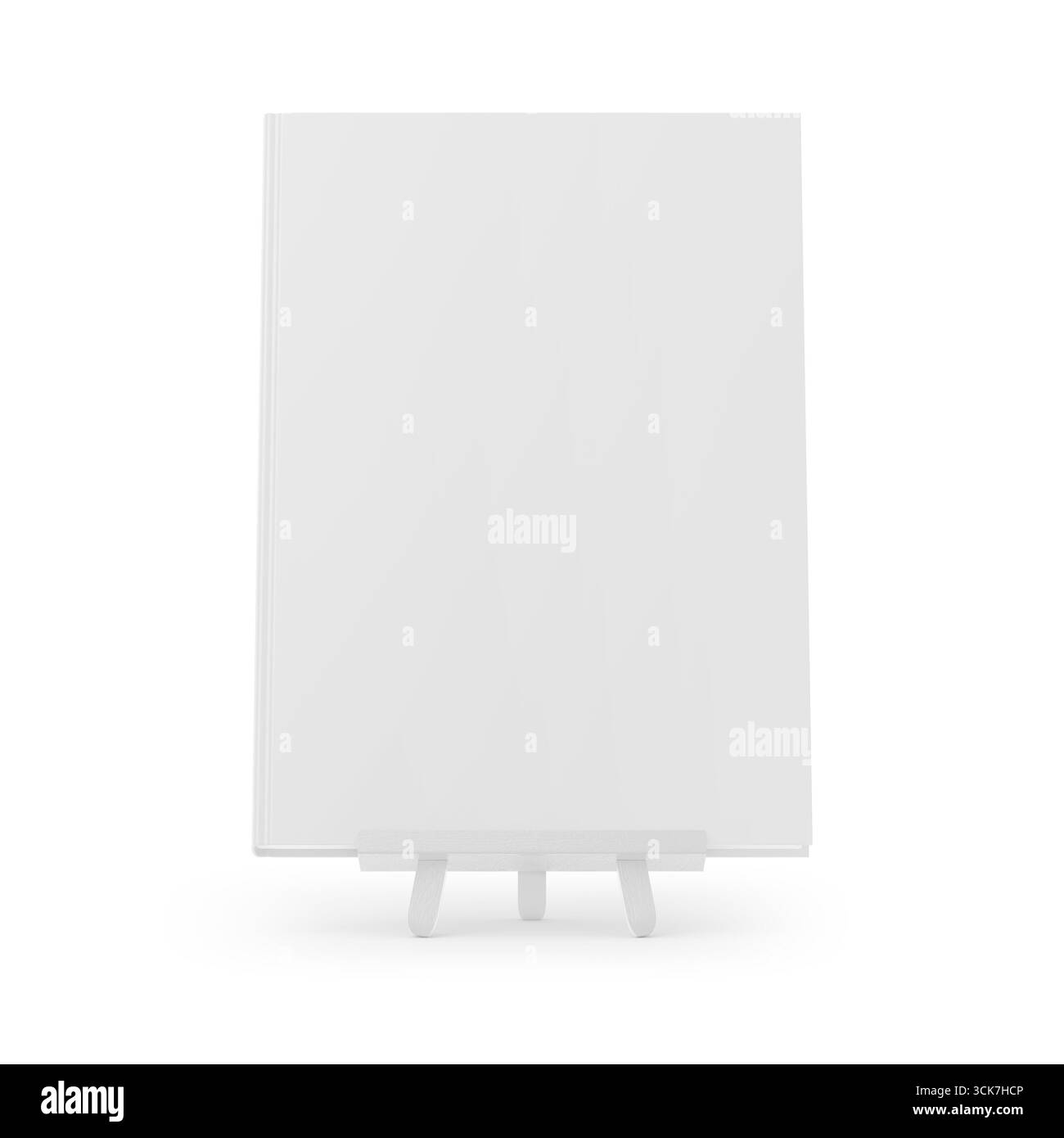 Eine leere Leinwand auf einer Staffelei, bereit für künstlerische Schöpfung. Stockfoto