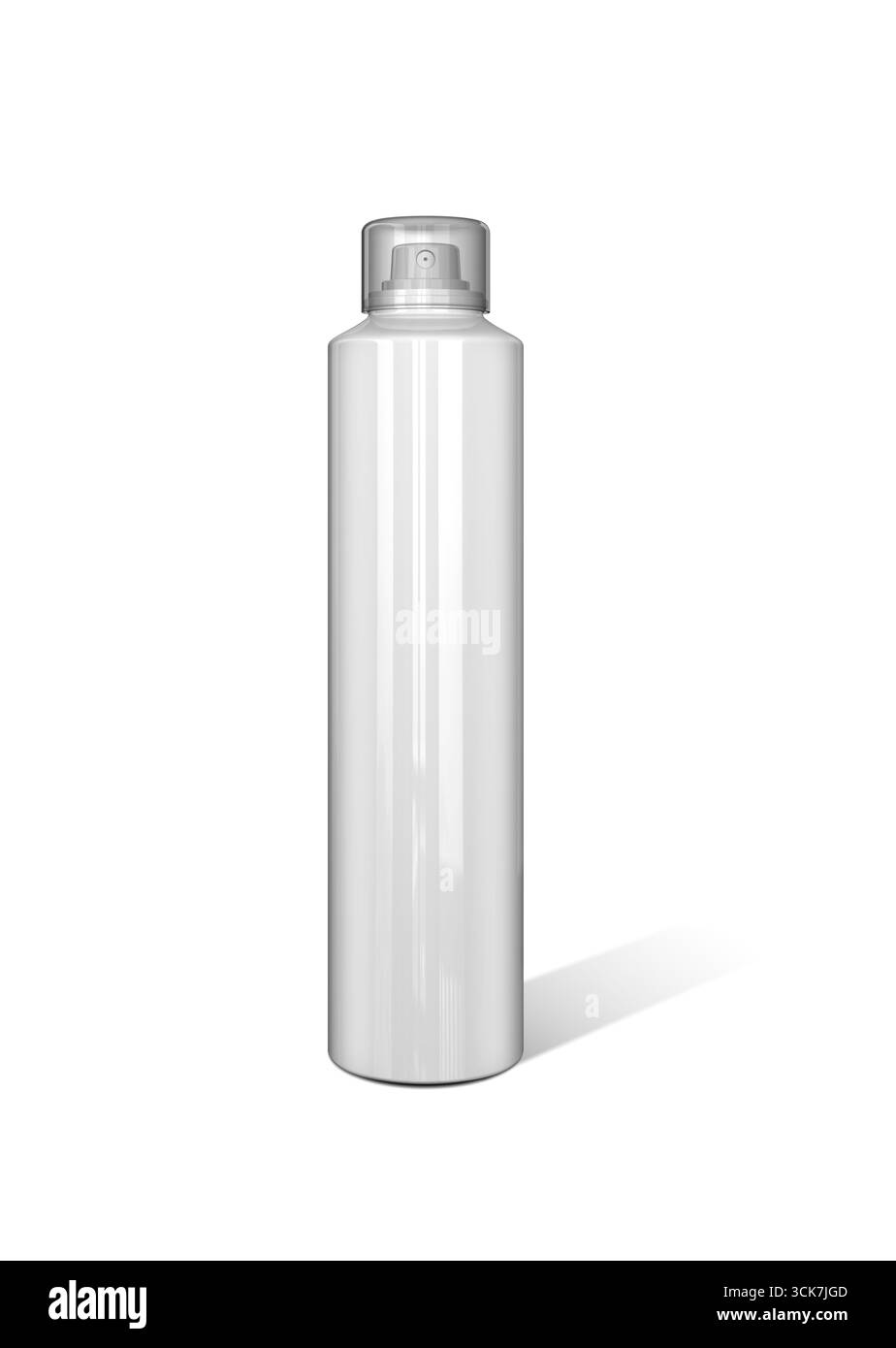 Eine schlanke, leere weiße Flasche mit Verschluss, geeignet für verschiedene Getränke oder Körperpflegeprodukte. Stockfoto