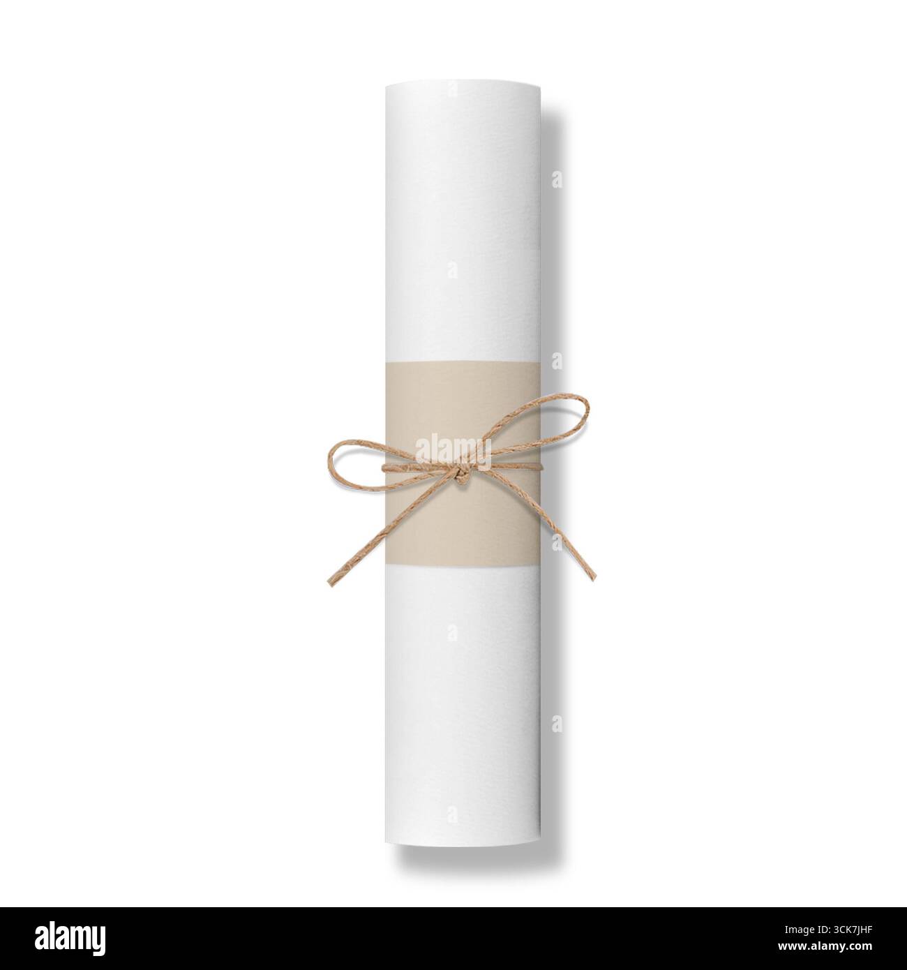 Ein zusammengefasstes Dokument, das mit einer Zeichenfolge verknüpft ist und einen formellen oder feierlichen Zweck andeutet. Stockfoto