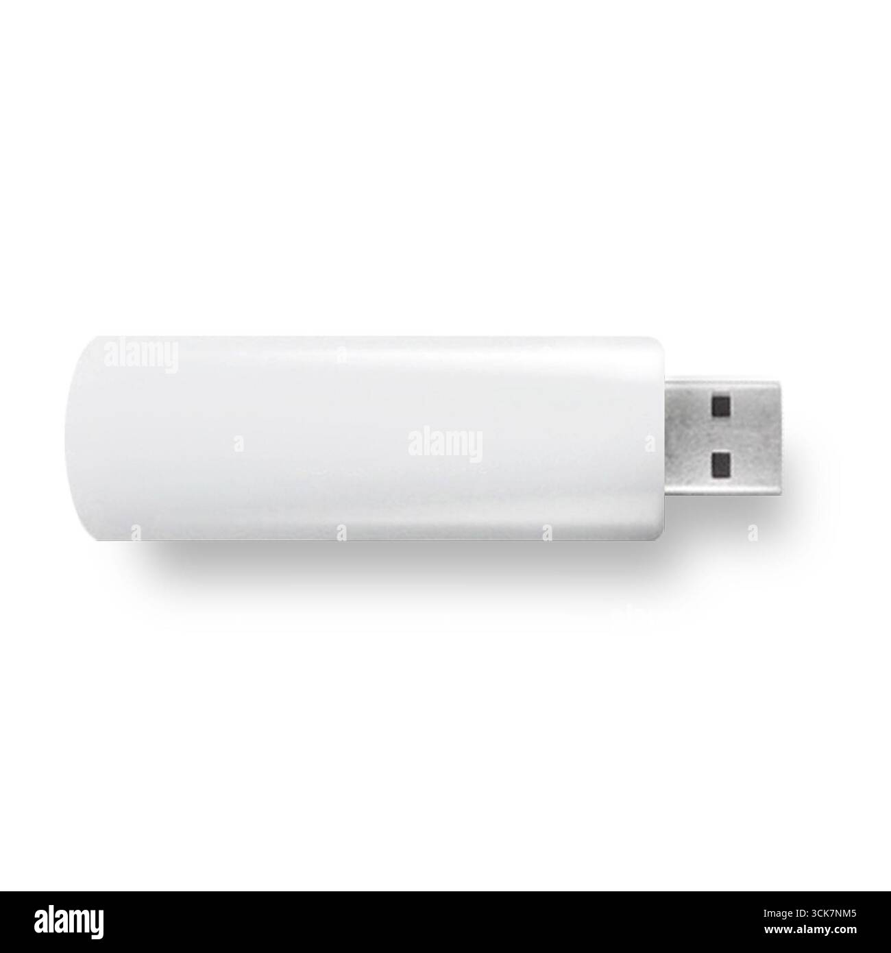 Ein weißes USB-Flash-Laufwerk für die Datenspeicherung und -Übertragung. Stockfoto