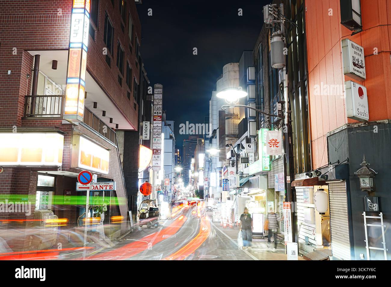 Akasaka Night Light Trails, Tokio Stockfoto