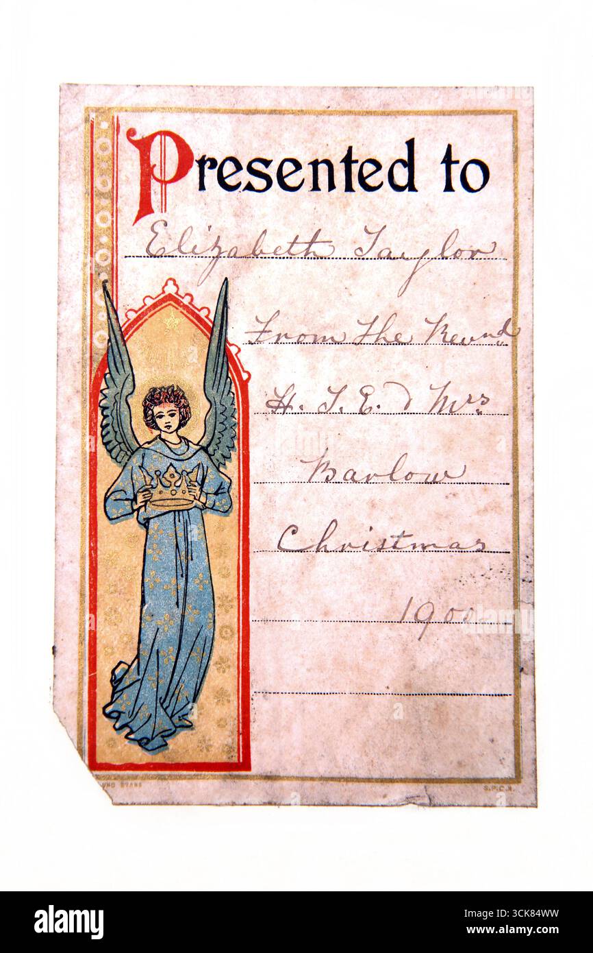 Ein 1900 im Kinderbuch des 20. Jahrhunderts geschriebener Aufkleber The ABC of Bible Pictures Stockfoto