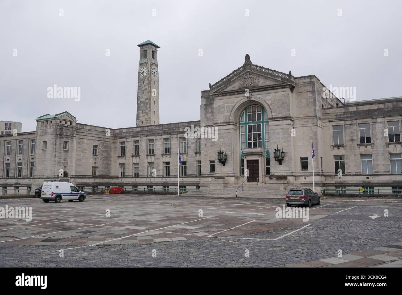Civic Centre Gebäude in Southampton England. gemeinderämter und der Uhrturm der Stadt Stockfoto