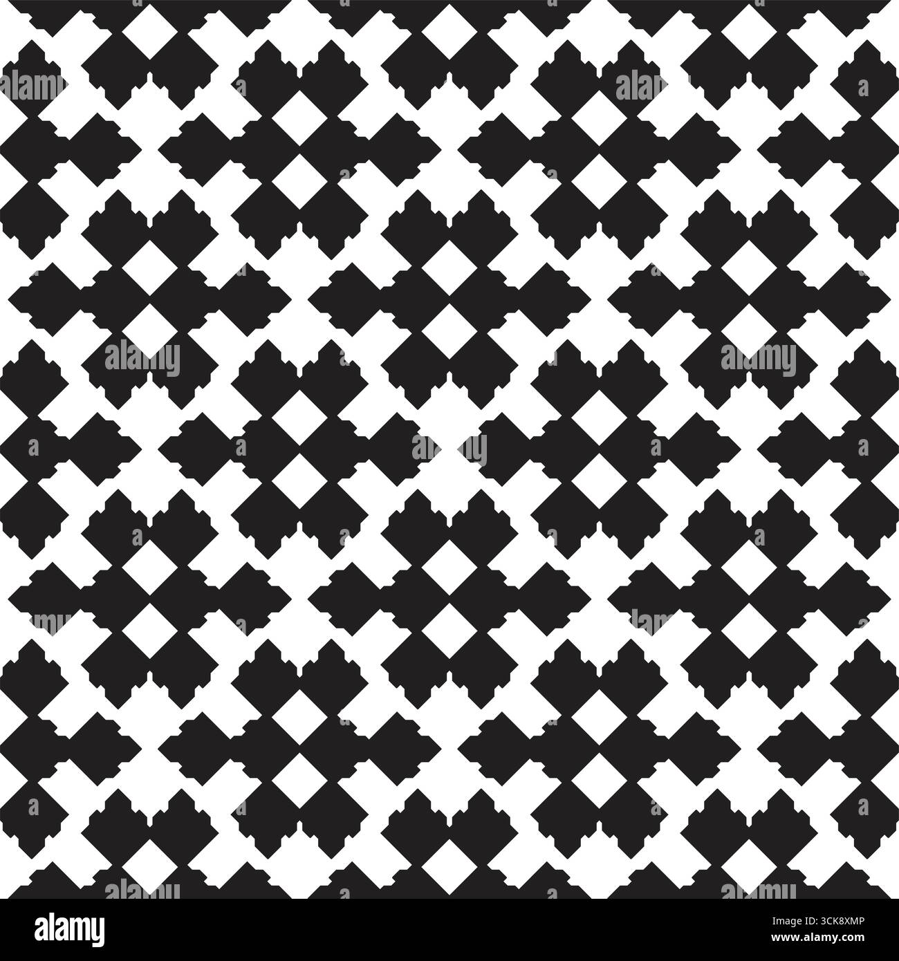 @Abstraktes geometrisches Schwarz-weiß-Muster mit symmetrischem arabischem Muster Stock Vektor