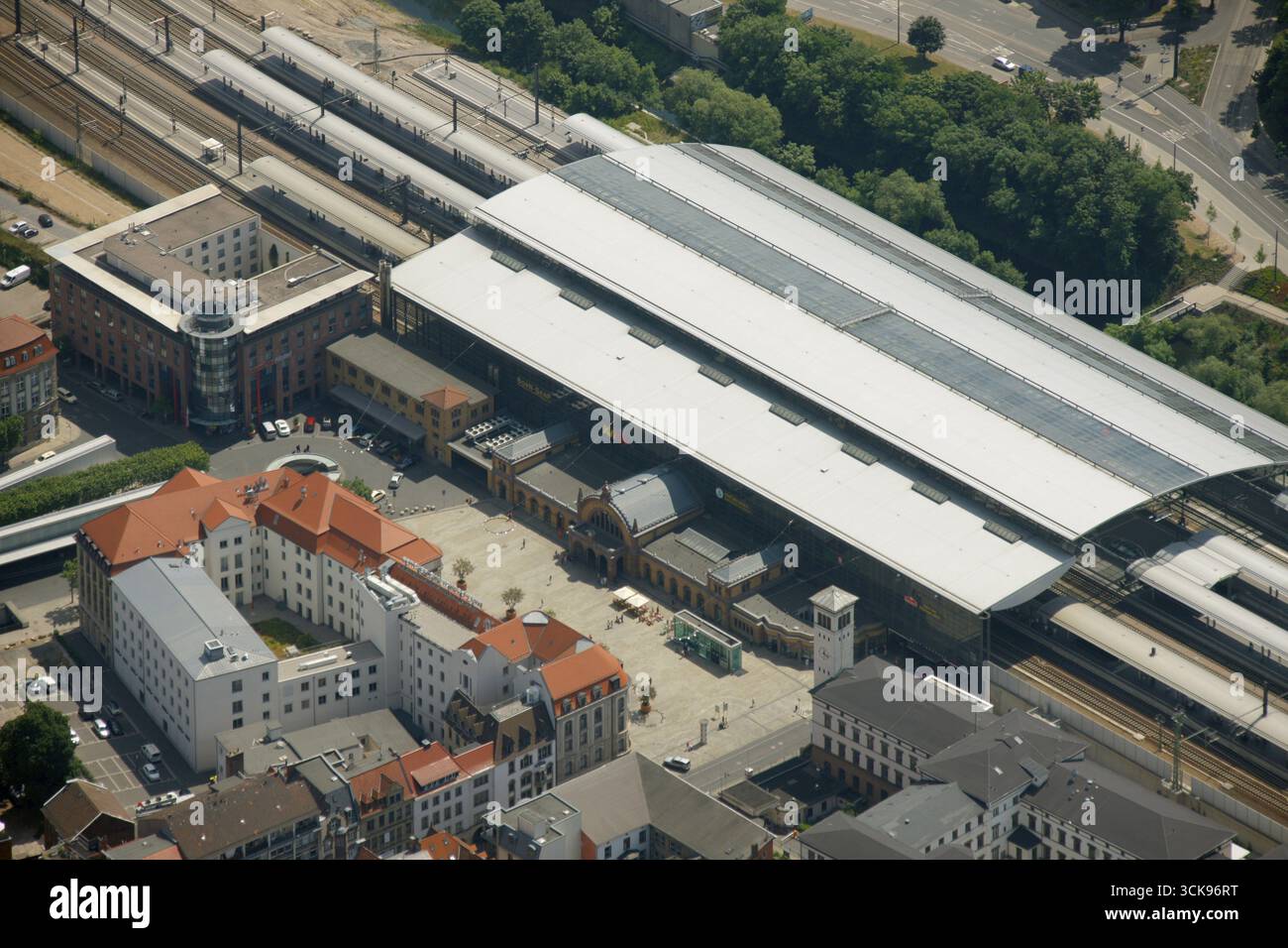 Luftaufnahme, Hauptbahnhof Erfurt, Richard-Breslau-Straße, Erfurt, Thüringen, Deutschland, Europa, Foto: Luftansicht Hans Blossey, Copyright: han Stockfoto