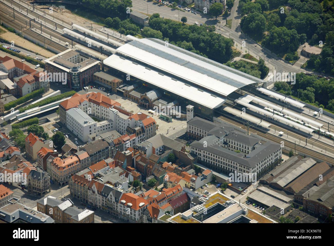 Luftaufnahme, Hauptbahnhof Erfurt, Richard-Breslau-Straße, Erfurt, Thüringen, Deutschland, Europa, Foto: Luftansicht Hans Blossey, Copyright: han Stockfoto