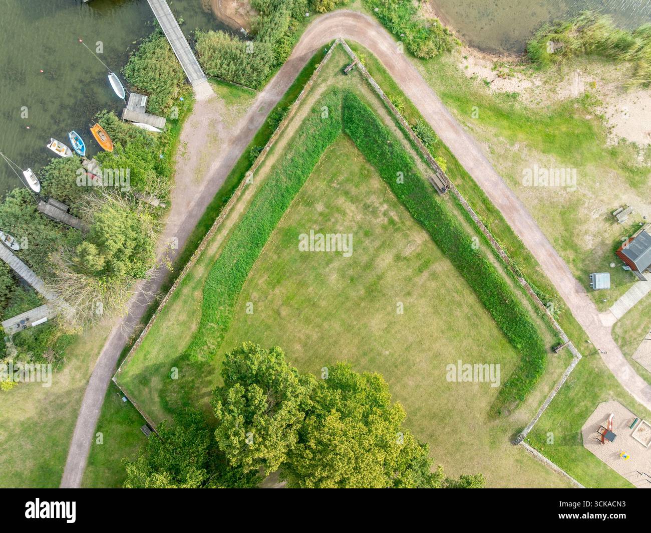 Aus der Vogelperspektive der Spitzschuhbastion in Kalmar Schweden als Teil der Stadtbefestigung Stockfoto