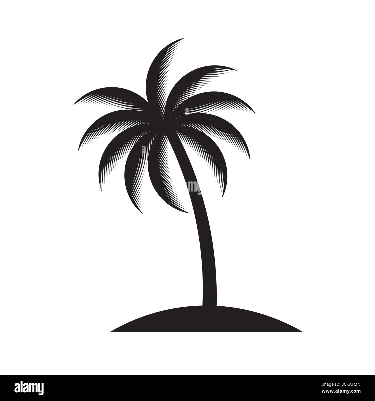 Symbol für Kokosnussbaum oder Palmensilhouette. Tropische Insel im Sommer. Vektorillustration isoliert auf weißem Hintergrund. Stock Vektor