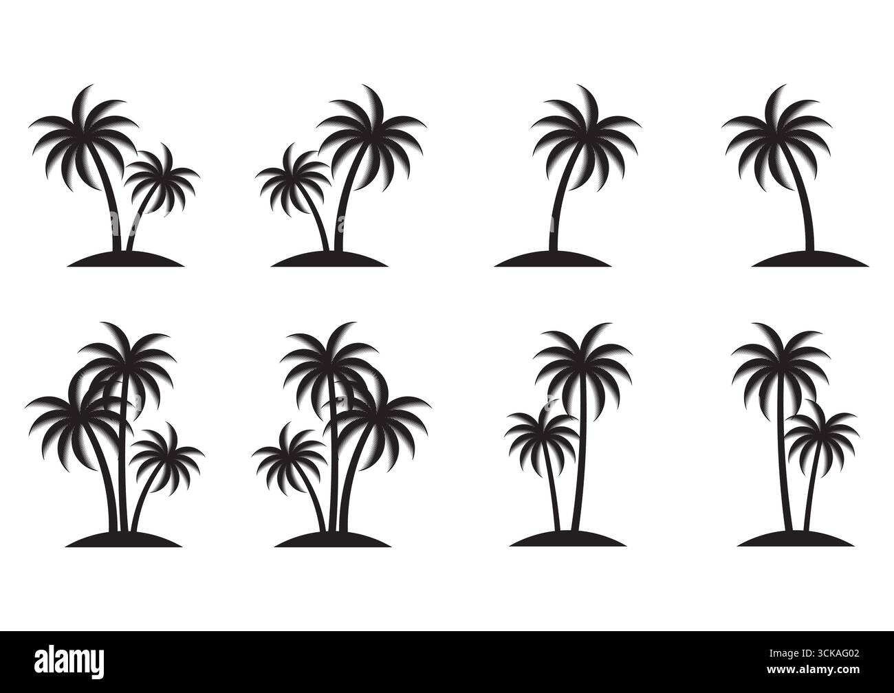 Kokosbaum- oder Palmenvektor-Illustration isoliert auf weißem Hintergrund. Stock Vektor