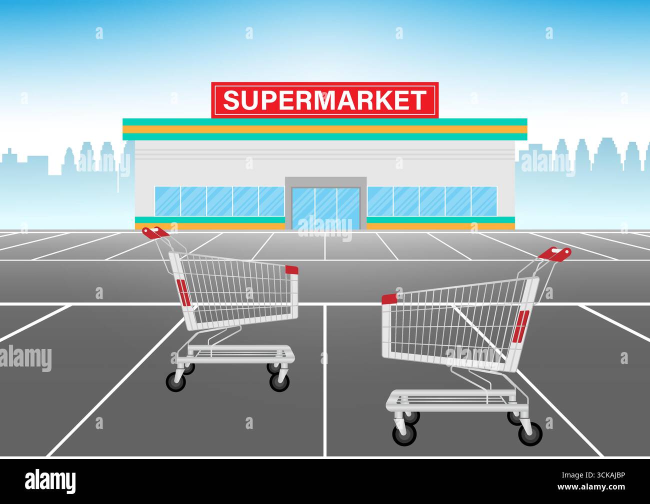 Supermarktgebäude oder Supermarktladen. Vektor-Illustration Für Das Gebäude Eines Convenience Store. Stock Vektor