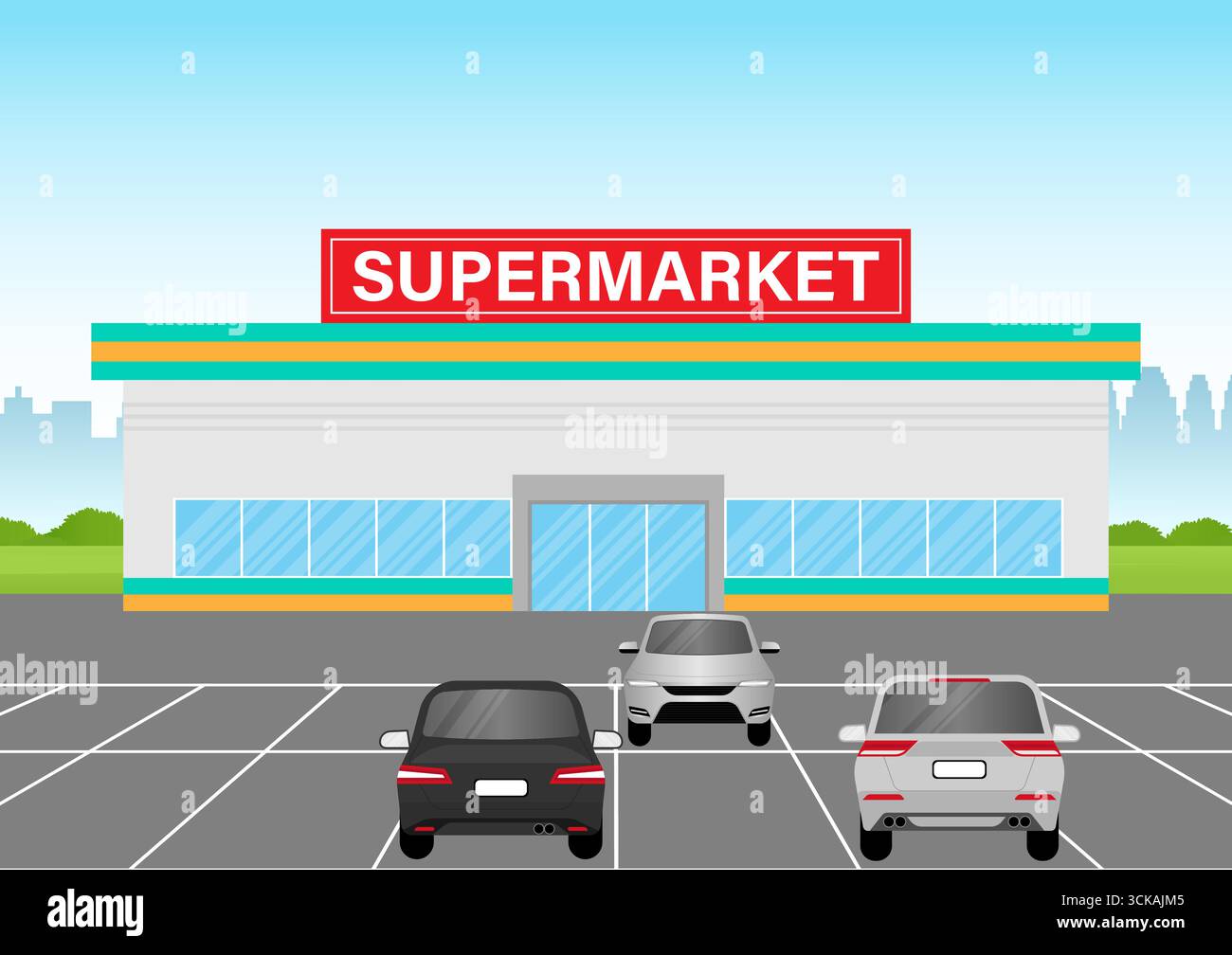 Supermarktgebäude oder Supermarktladen. Vektor-Illustration Für Das Gebäude Eines Convenience Store. Stock Vektor