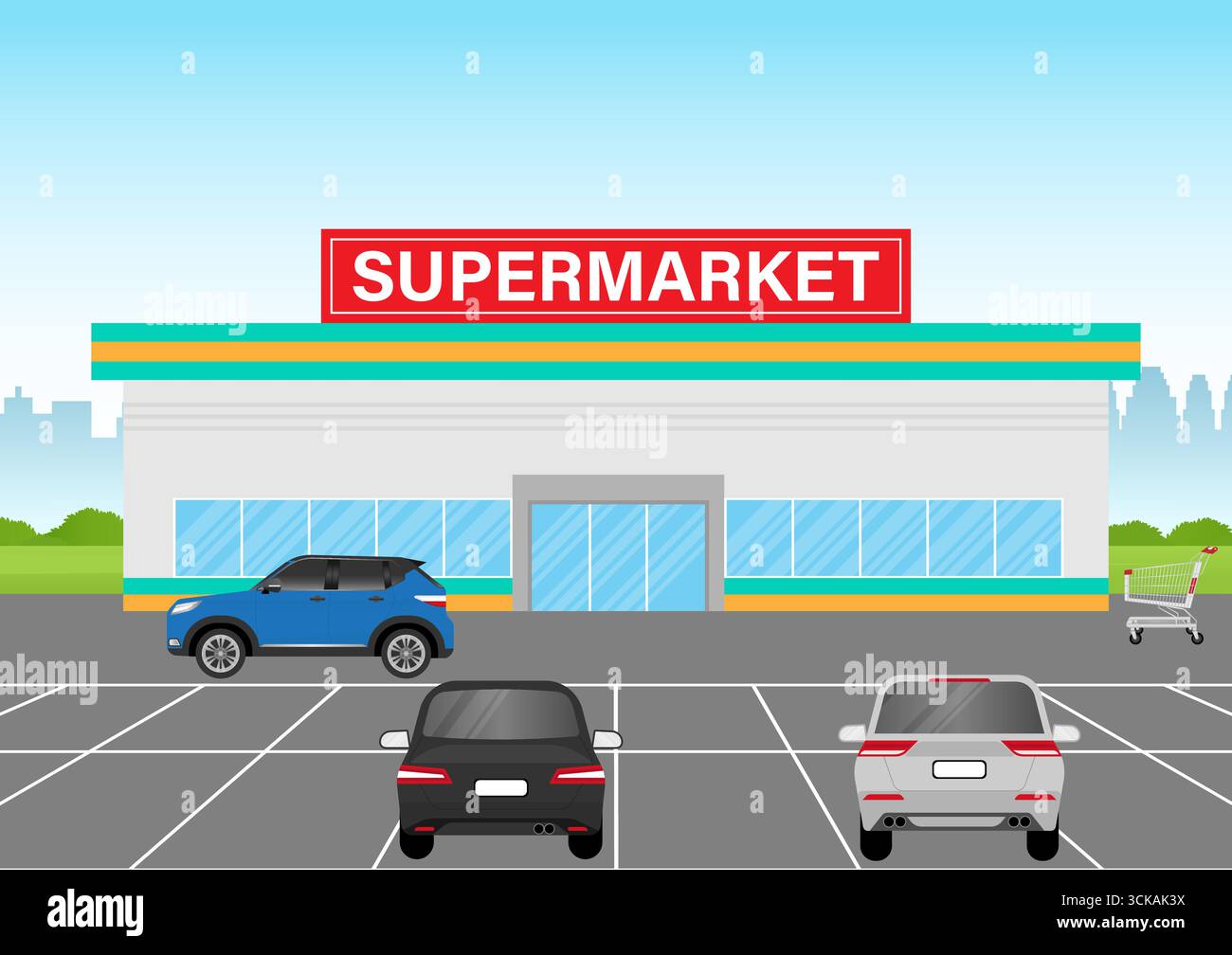 Supermarktgebäude oder Supermarktladen. Vektor-Illustration Für Das Gebäude Eines Convenience Store. Stock Vektor
