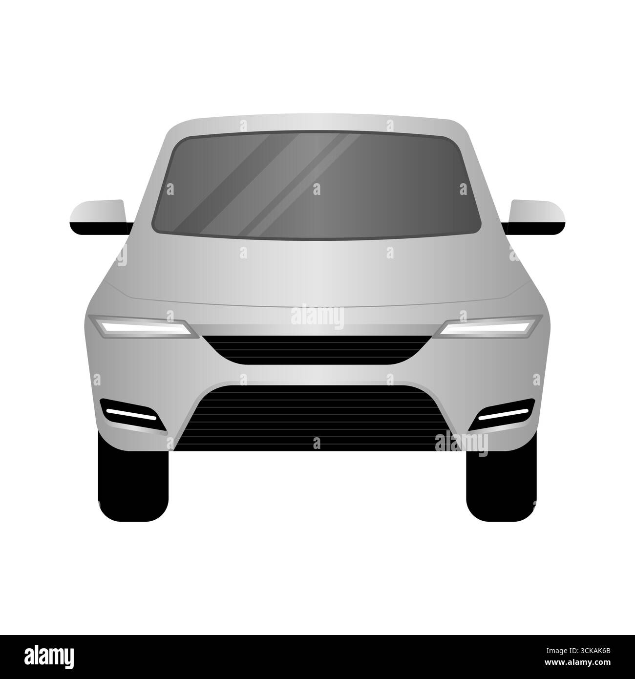Fahrzeug- oder SUV-Vorderansicht des Fahrzeugs. Vektorillustration isoliert auf weißem Hintergrund. Stock Vektor