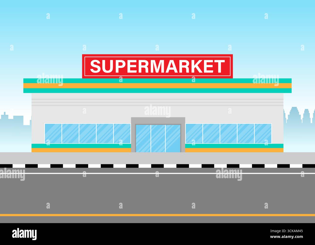 Supermarktgebäude oder Supermarktladen. Vektor-Illustration Für Das Gebäude Eines Convenience Store. Stock Vektor