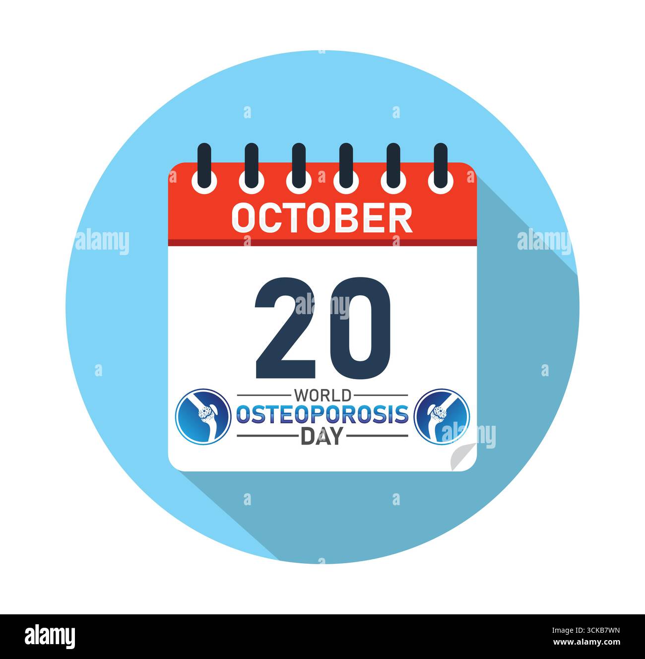 Welttag Osteoporose 20. Oktober Kalender Graphisches Design. Banner für Post in sozialen Medien. Vektorabbildung Stock Vektor