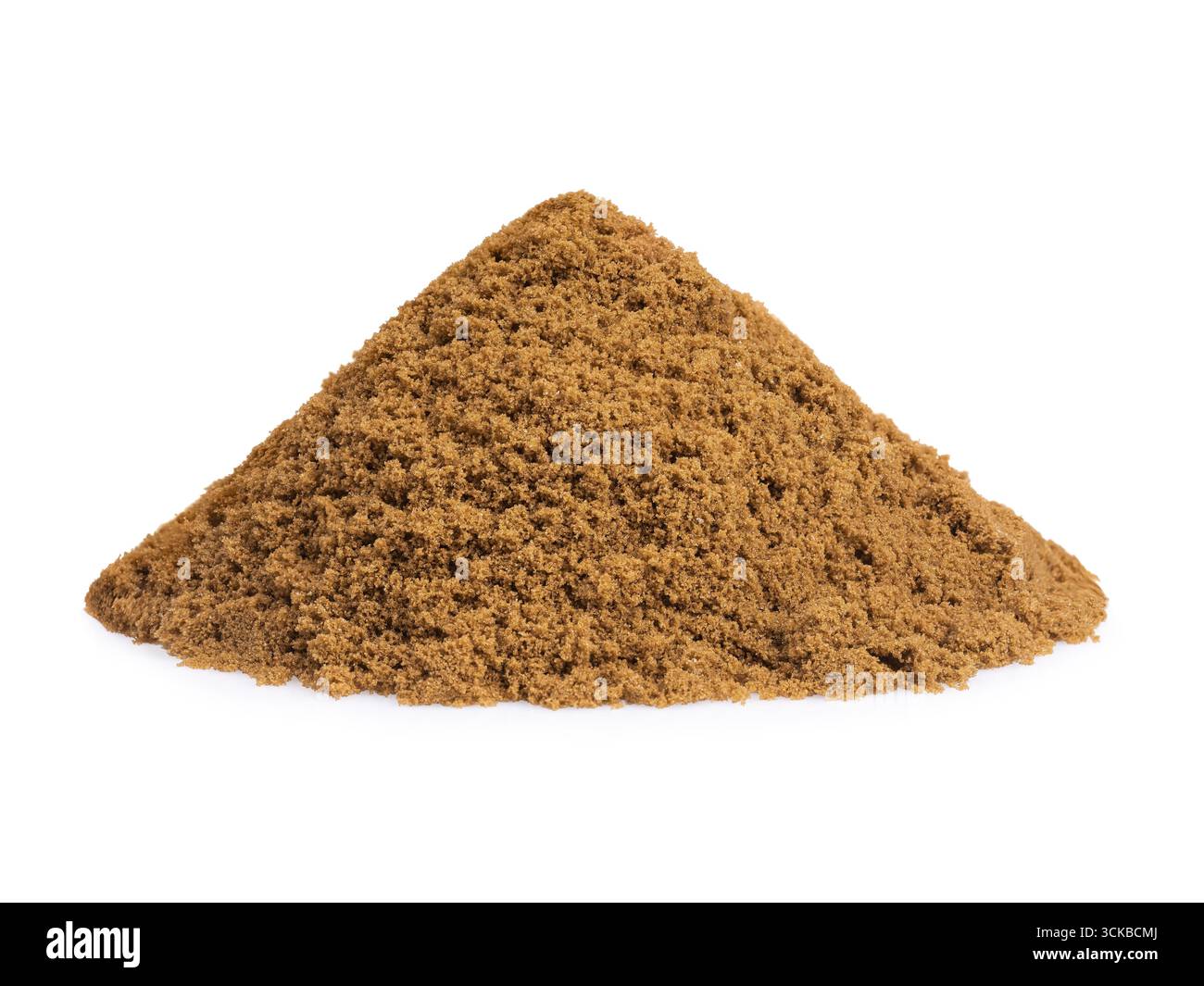 Haufen kinetischer sandbrauner Farbe isoliert auf weißem Hintergrund Stockfoto