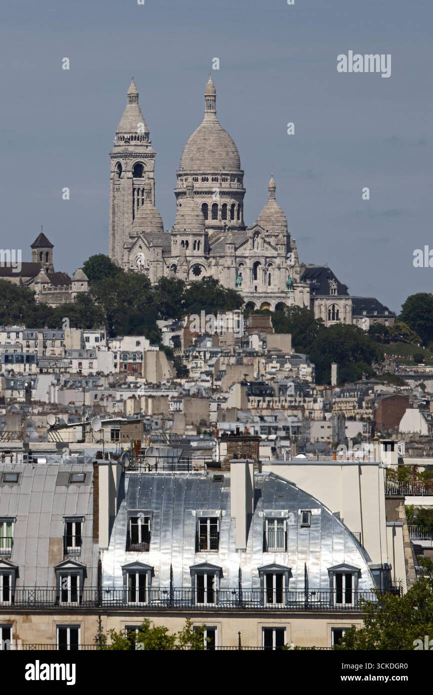 Basilique du Sacré-Cœur de Montmartre Paris Blick auf Frankreich vom Musée d'Orsay Stockfoto