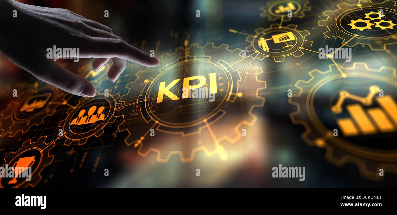 KPI-Konzept: Leistungsmessung für strategische Entscheidungsfindung. Stockfoto
