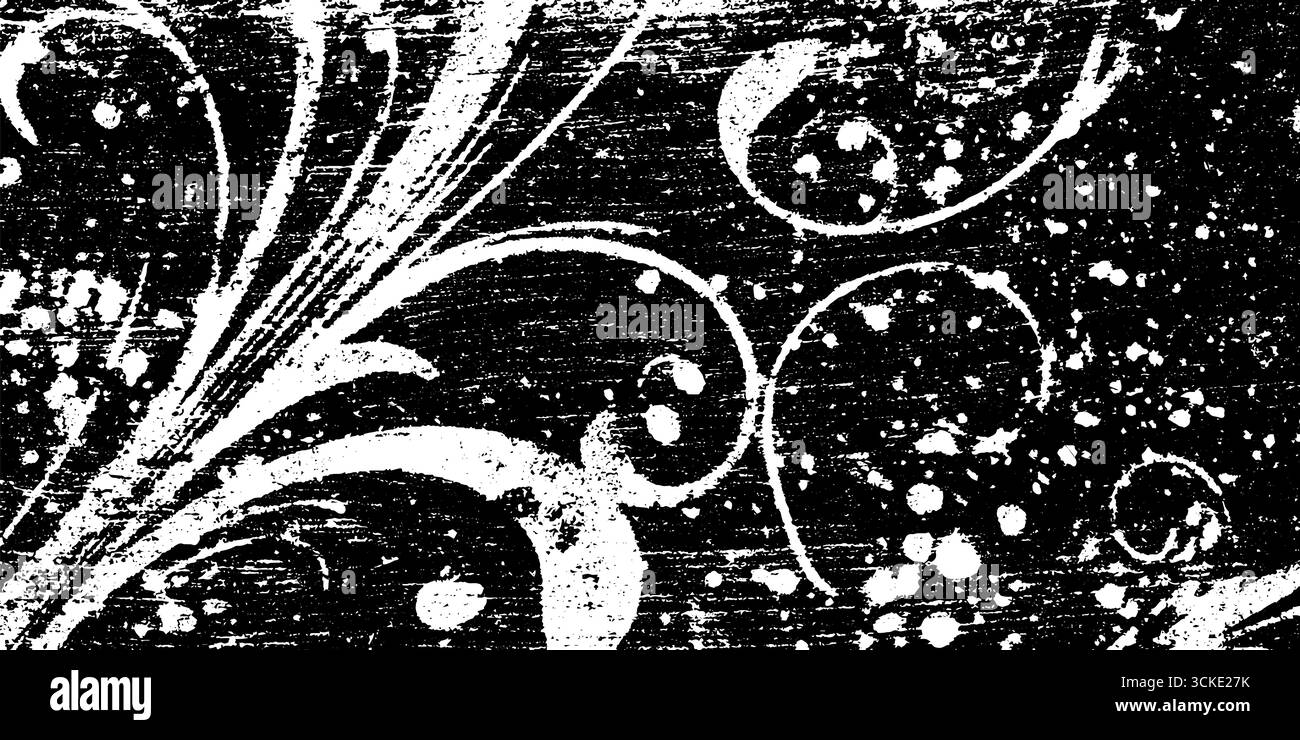 Geätztes Glasfrostmuster mit wirbelnden Ranken für einen dickflüssigen Überlagerungseffekt. Stock Vektor