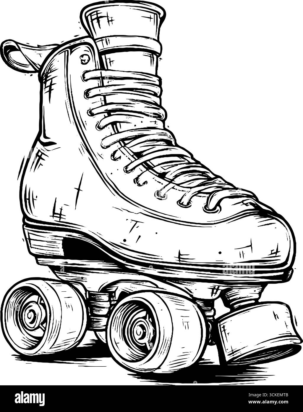 Vintage-gravierte Rollschuh-Illustration für Retro-Design und -Druck. Stock Vektor