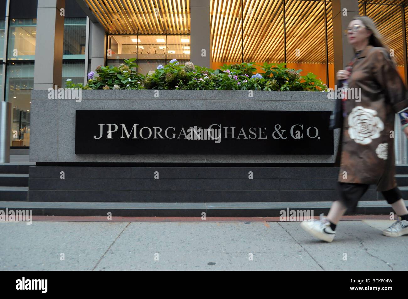 Das Bürogebäude von JPMorgan Chase & Co. Befindet sich in Manhattan, New York City. Stockfoto