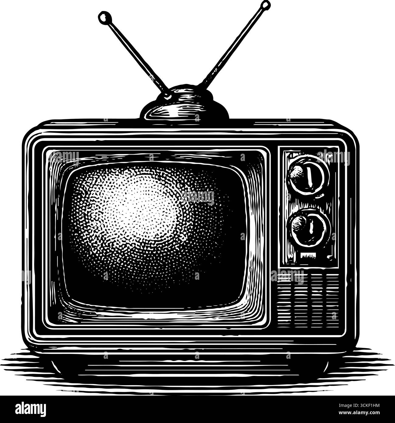 Retro-TV-Skizze im Pop-Art-Stil für Vintage-Design und Dekor. Stock Vektor