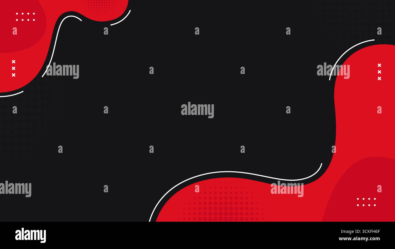 Abstrakt gewelltes Schwarz und Rot auf schwarzem horizontalen Hintergrund mit minimalistischem Design und etwas Kopierraum für Text. Stock Vektor