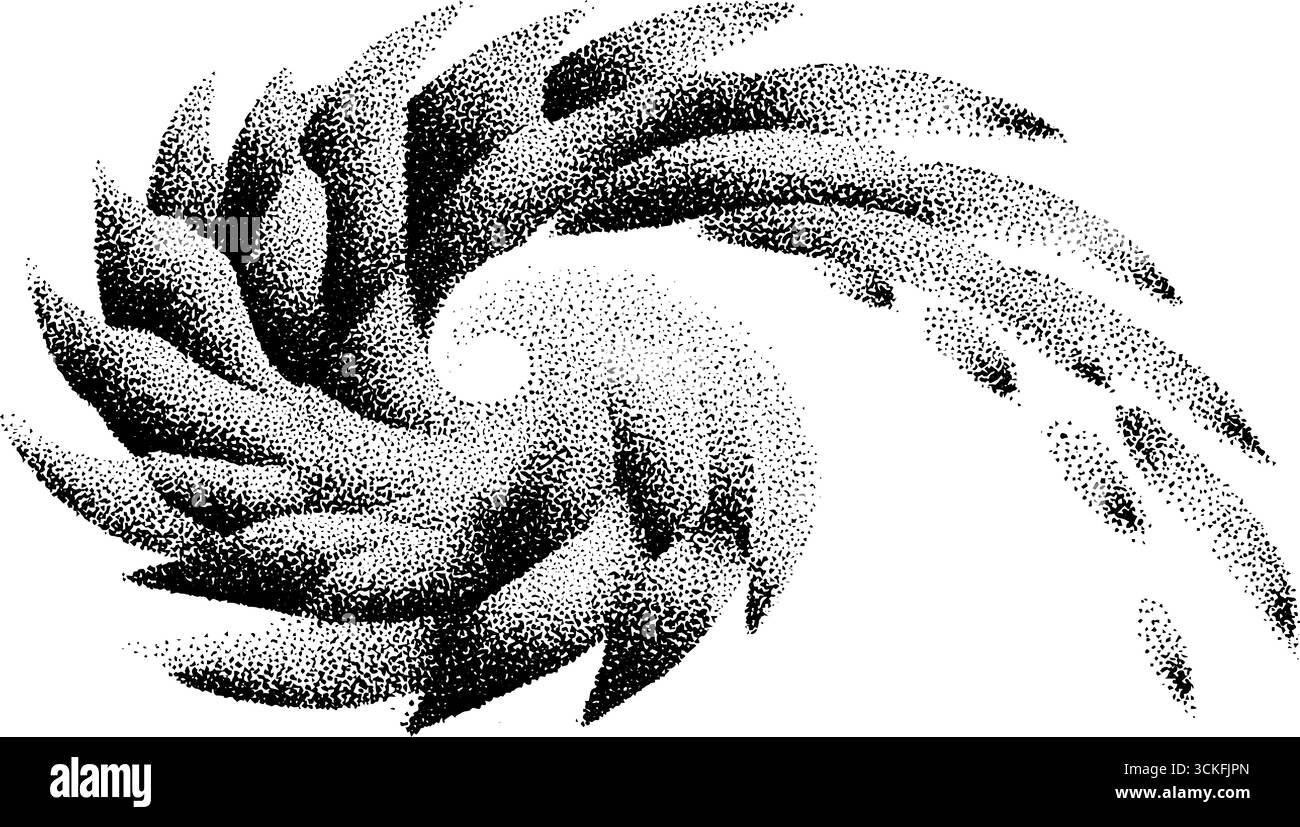 Abstraktes fraktales Spiraldesign im Stile- und Dotwork-Stil für künstlerische Einrichtung. Stock Vektor