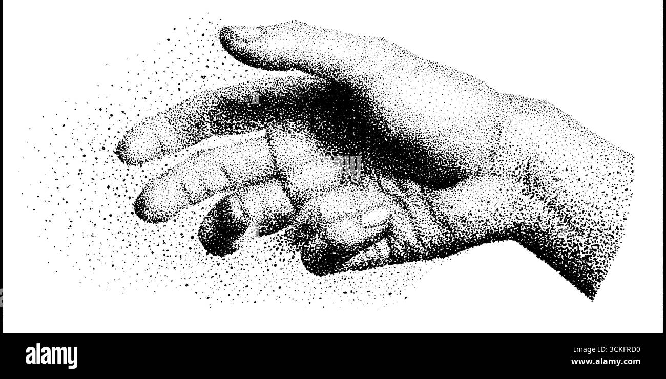 Stipple Dotwork Handillustration mit Sprühnebeleffekt für künstlerische Gestaltung. Stock Vektor